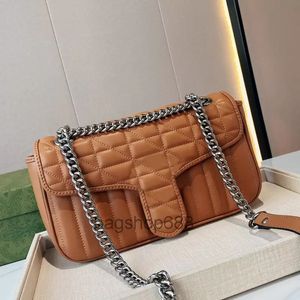 가방 디자이너 Marmont Bags 두꺼운 체인 여성 숄더 가방 고품질 핸드백 소프트 가죽 클래식 편지 실버 하드웨어 Hasp 2023