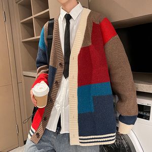 Men s Sweaters Plus Size 7XL 6XL 5XL Korean Style Men Patchwork Color Sweatercoat Couple Fashion Autumn Winter Knitted Jackets 7XL M 220912