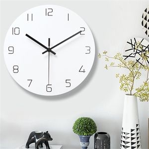 Väggklockor klocka nordisk stil mode enkel tyst för heminredning ren vit typ klocka kvarts modern design timer 220909