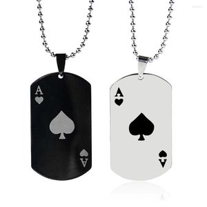 Pendant Necklaces Stainless Steel Black Spade A Necklace Army Card Dog Tags Las Vegas Poker Gambler Lucky Man Jewelry Gift