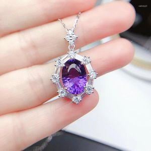 Pendant Necklaces Foydjew Simulation Olive Green Stone Women's Fashion Purple Zircon Crystal Color Treasure Jewelry