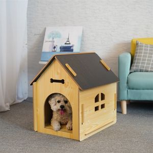 kennels pens Fashion Luxury Wooden Dogs Kennels Dog Houses Semi-enclosed Cats Villa Four Seasons Universal Cat Litter Pet Puppy Room Supplies 220912