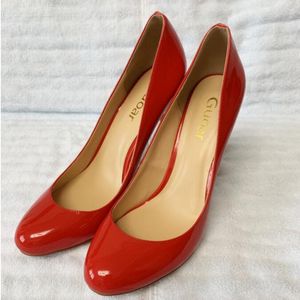 Spring Autumn Classic Round Toes Shoes Ladies Red Bottom 12cm Pumps Sexy Beige Black High Heel Dress Party Prom Nightclub Heels 10cm Solid Color Plus Size For Women