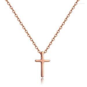 CHOKER YUN RUO FADY BRAND Женщина украшения из розового золота серебряный цвет крест -подвесное ожерелье 316 L Высокая лака из нержавеющей стали.