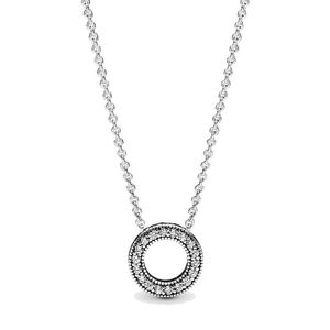 Kvinnor smycken fit pandora ring silver halsband logo pave cirkel collier k rlek hj rta smycken halsband charm engagemang g va217v