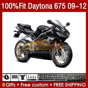 OEM Fairings Kit For Daytona 675 675R 09 10 11 12 Body 150No.45 black grey blk Daytona675 2009 2010 2011 2012 Bodyworks Daytona 675 R 2009-2012 Injection mold Fairing