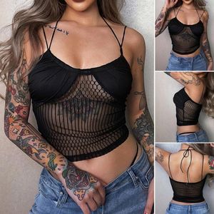 Women's Blouses U-Neck Front Pleated Backless Adjustable Bandage Bra Top See-Through Lace Halter Sling Club Vest Female Clothing