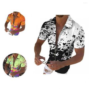 Men's Polos Fashion T-shirt Lapel Design Polyester Man Tops Men Summer Printed Beach Shirt