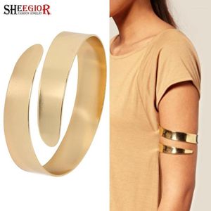 Armband Sexig Guld Silver Färg Armarmband Enkel Smidig Stort Armband Öppen manschett Armband För Kvinnor Herr Accessoarer Modesmycken