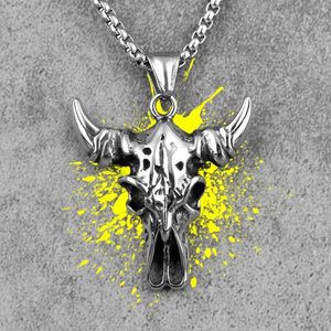 Pendant Necklaces Yak Skull Animal Long Men Pendants Chain Punk For Boyfriend Male Stainless Steel Jewelry Creativity Gift Wholesale