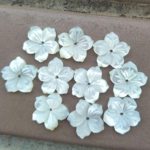 Pendant Necklaces Wholesale 10PCS 10mm 12mm 15mm 19mm White Mother Of Pearl Shell Flower Art Women Men Bead C8711