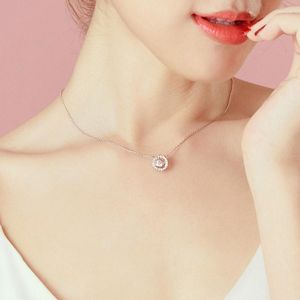 Pendant Necklaces Double Fair Shiny For Women Aesthetic Jewellery Choker Chain Cubic Zirconia 6 Colors Fashion Jewelry N095-M