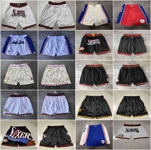 Basketball Shorts Mesh Just Don Retro 1996-97 City Version Wear Sport Pant With Pocket Zipper Sweatpants Hip Pop Red Blue Bck White