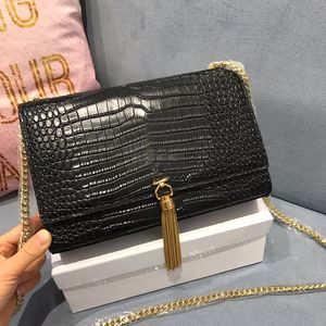 woc fringed chain bag classic crocodile print leather clutch flap envelope messenger bag women s brand luxury designer handbag