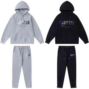 Hoodies Trapstar European och American Street Fashion BR Handduk broderad med insatser f￶r kvinnors l￶sa sport fritidsupps￤ttning plysch