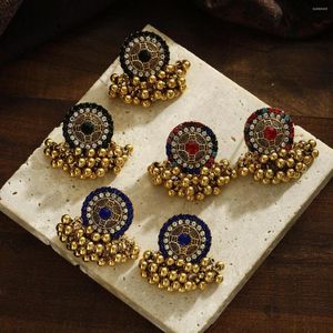 Kolczyki Dangle Bohemia luksus cyrkon dla kobiet kwiat Turkish Jhumka vintage biżuteria srebrna kolor dzwonka