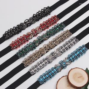 Belts High Quality Rhinestone Waist Belt Women Crystal Rivet Beading Elastic Strech Strap Waistband Female Dress Shirt Decoration