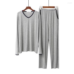 Herren-Nachtwäsche, Herren-Pyjama-Anzug, Sommer-Stretch-Modal-Nachthemd, lässig, lockere Luxus-Nachtwäsche, kurze Ärmel, Shorts, atmungsaktiv, V-Ausschnitt