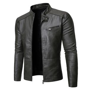 Herrl￤der faux l￤der pu casual l￤derjacka m￤n fj￤der h￶strock motorcykel cyklist smal passform utkl￤der man svart bl￥ kl￤der plus size s-3xl 220912