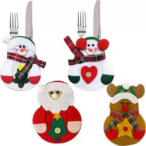 Kerstmis Santa Claus Knifes Forks Bag Zilverwerkhouders Zakken Pouch Snowman Elk Xmas Party Decoration