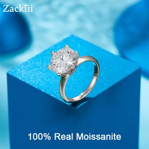 Box S Zackiii ct Moissanite verlovingsring Vrouwen K Wit Gold Poled Lab Diamond Ring Sterling Silver Wedding Rings Fijne sieraden