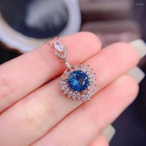 Pendanthalsband Foydjew Luxury Quality Jewely Heart of the Ocean Necklace Rose Gold Plated Simulation London Blue Topaz Stone