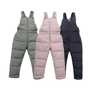 Overalls Winter Children Warm Overalls Autumn Girls Boys Plus Thick Pants Baby Girl Jumpsuit For 1-5 Years Kids Ski Down Overalls 220909