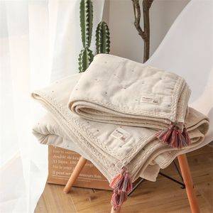 Filtar Swaddling Retro Cotton Quilt Bohemian Japanese Style Children Air Conditioning Born Plain Bedclothes 220829