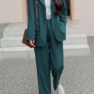 Kvinnors tvåbitar byxor Spring Autumn Women's Blazer Suit Office Ladies Elegant Solid Pantsuit Female Work Wear 2 Piece Set Clothes 220912