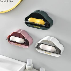 Soap Dishes Cloud Shape Perforation Free Wall-Mounted Drain Dish Storage Box Holder Rack