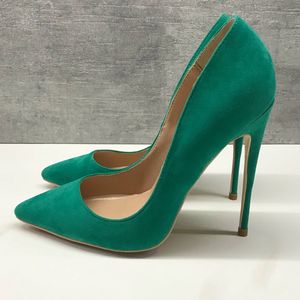 Kobiety Pumps Czerwone dolne buty na ślubne palce Seksowne buty na wysokim obcasie 8 10 12 cm szpilki zielone stado płytka sukienka luksusowa marka cienkie obcasy plus size