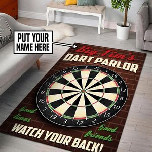 Mattor Darts Player Lover Custom Name Club Area Rug 3D ￶ver hela tryckta rummattmattor Anti -slip stora mattor Hemdekoration -1