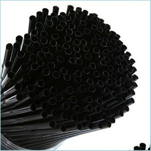 Drinking Straws Drinking Sts 100Pcs/Set Black Cocktail Plastic St For Birthday Event Wedding Home Supplies Decorative Party Drop Deli Dh9Gw