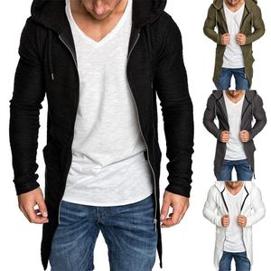 Herrenjacken Herrenjacke Reißverschluss Weiche Langarm Lässige Hoodies Longline Slim Fit Kapuzen-Cardigan Streetwear für Outdoor-Herrenbekleidung 220912