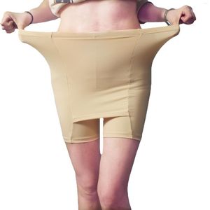 Kvinnors shapers l-2xl h￶g midja mj￶lk siden dubbel lager s￤kerhet shorts kvinnor byxor tunna slimning passar s￶ml￶s kjol sommar