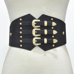 Ceintures Vintage Elastic Cummerbunds Wide for Women Robes QY0247 Punk Belt Faux Leather Corset Brand