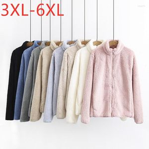 Kurtki damskie panie jesienne zima kurtka plus size dla kobiet duże długie rękaw luźne luźne polar trzymaj ciepły płaszcz zamka 3xl 4xl 5xl 6xl