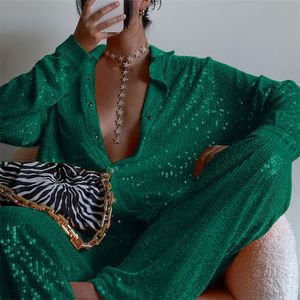 Женские штаны с двумя частями зеленые женские брюки Green Sequin Shisting Fashion Worders Blazer 3 кусочки уникальные наборы Mocking Sexy Pink Bra для женщин 220912