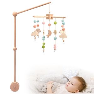 Mobiles 7pcs Conjunto de montagem do suporte de berço com caixa de música móvel infantil bordo brinquedos musicais de madeira para crianças acessórios de brinquedos 220829