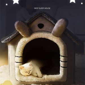 Kennes Pens Dog House Kennel Pet Bed Namiot Indoor Zatrzymany ciepły pluszowy koszyk śpiący gniazdo z poduszką