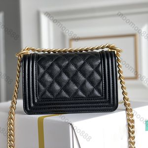 10A TOP TIER MIRROR QUALITY MINI BOY FACS DESIGNER HANDBAG WANDER REAL LEATHY CAVIAR CEOLTED PRES FLAP BAC