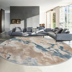 Mattor Nordic Modern Art Round For Living Room Home Bedroom Matta tjock polypropylenmatta datorstolgolvmatta