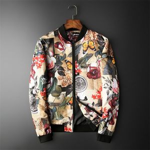 Herrjackor storlek M-5XL Spring och Autumn Boutique Japanese Style Print Stand Collar Mens Casual Jacket Slim Man Coat 220912