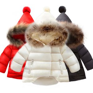 Jackor 1 2 3 4 5 6 år Baby Girl Autumn Winter Keeping Warm Kids Fashion päls krage Huven jul söt prinsessarock 220912