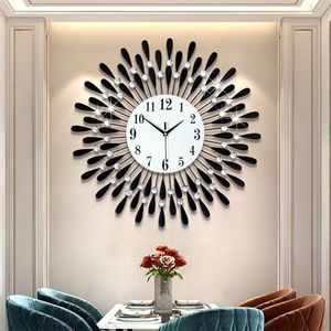 Relógios de parede Crystal Sun Modern Style Silent Wall Clock 38x38cm Sala de estar da sala de estar Decoração de parede da casa 220909