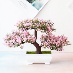 Decorative Flowers Artificial Bonsai Small Tree Plants Fake Flower Home Table Decor Potted Ornaments Wedding Garden Decorations