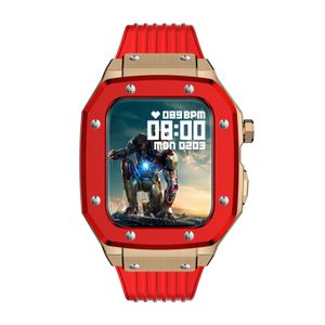 Luxuriöse Uhrenarmbänder für Apple Smartwatch 8, 7, 6, 5, 4, robuste Metallschutzhüllen mit weichen Silikonbändern, kompatibel mit iwatch 44 mm und 45 mm