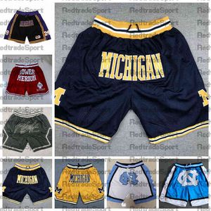 NCAA Michigan Wolverines Basketball Shorts Flight Just Mens Don Północna Karolina Tar Heels BCK Mamba Lower Merion High School Pants