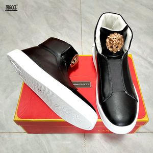 New men's Casual luxury designer black men"s shoes loafers male high-top luxe brand shoes sneakers youth cowboy boots A2