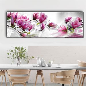 紫色の咲く木の花のキャンバス絵画ポスターとプリントリビングルームのキッチンルームのミニマリストの壁アート写真